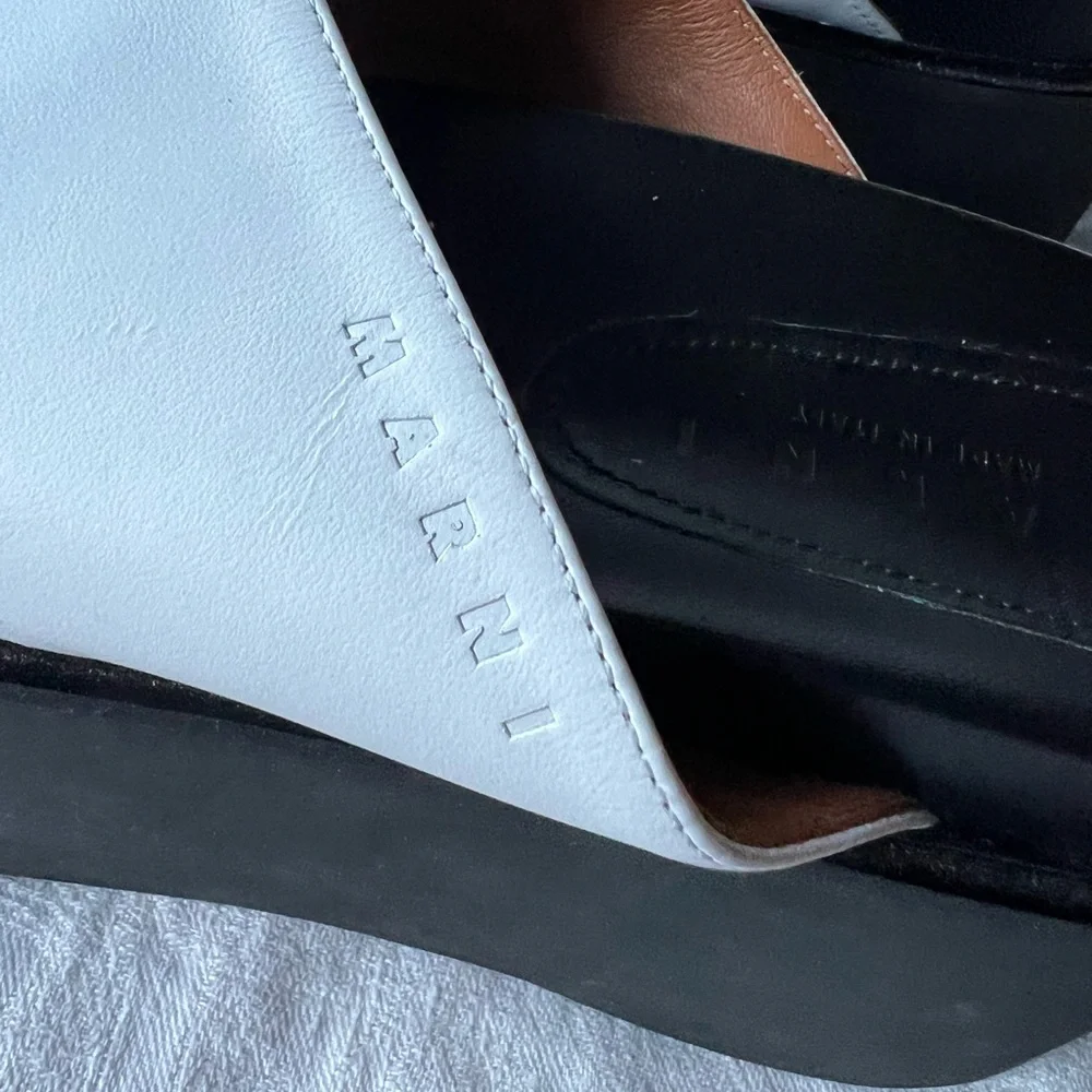 MARNI Italian White Platform Crossover Sandal Size 39 - Picture 2 of 10